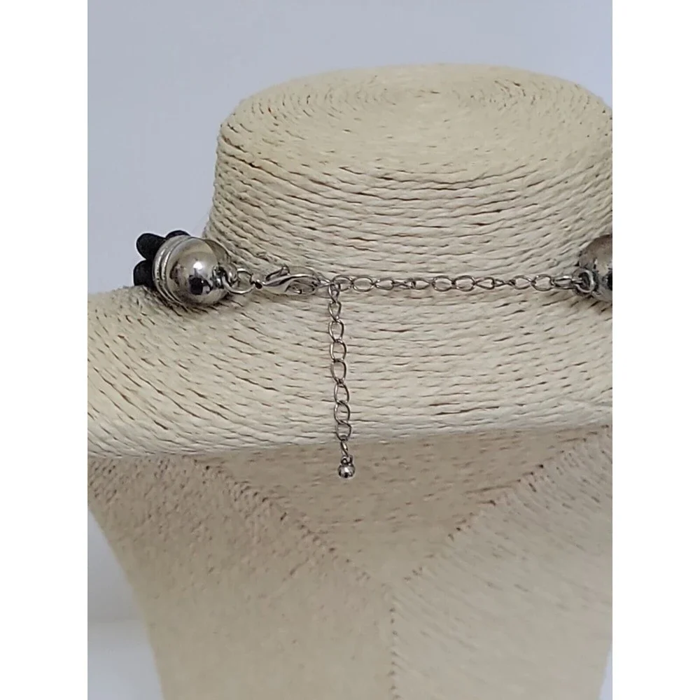 Vintage Silvertone Bling Chainmail Adjustable Statement Choker Necklace Jewelry - Picture 6 of 11